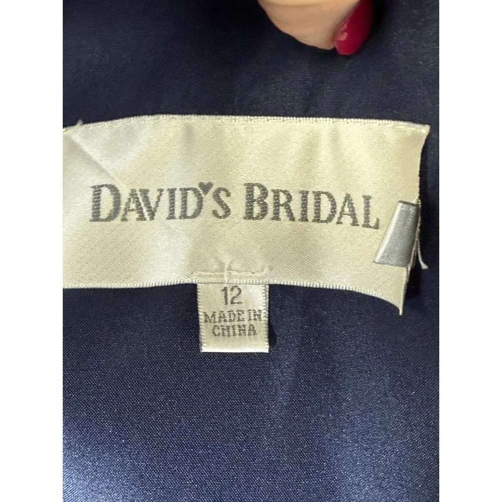 David's Bridal Dress Size 12‎ Navy Blue Fit and Flare Jewel Neck Party Cocktail